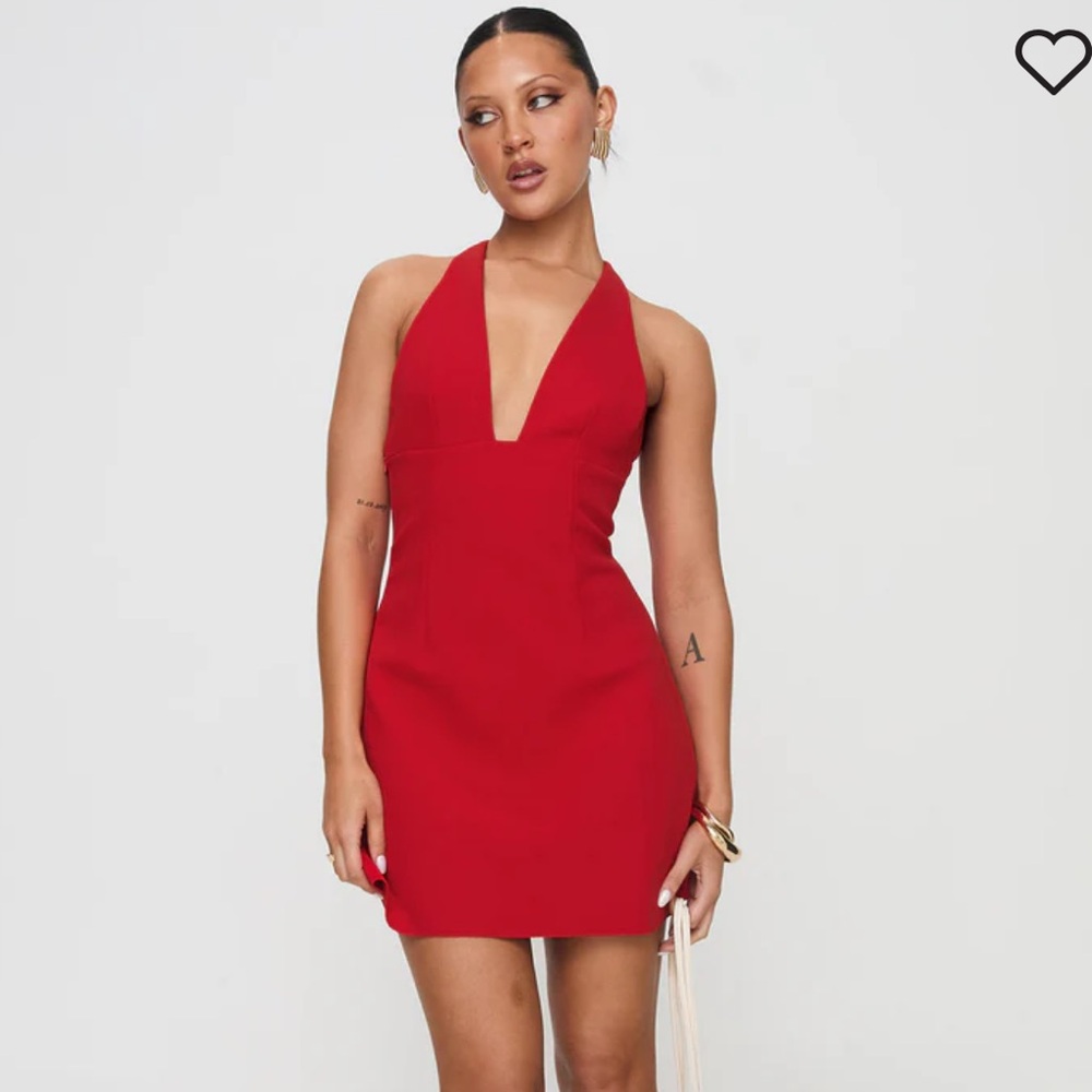 NWT - Princess Polly: Girly Girl Halter Mini Dress in Red